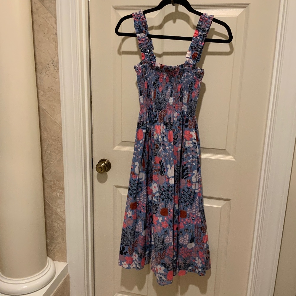 Smocked nap dress kate spade pink cats and cactus, size xs